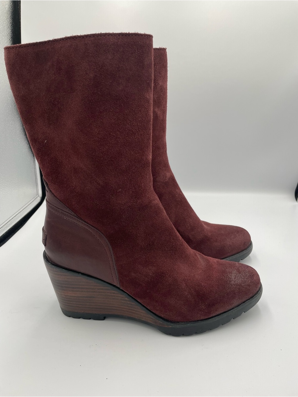 Sorel After Hours Women’s Size 8 Redwood Suede Wedge Mid Boots Booties